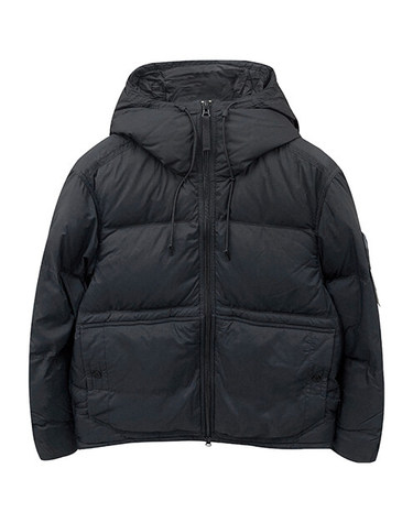 [명품] 25FW 와펜패치 드로우스트링 후드 패딩 재킷 블랙 남성 패딩 K2S154100019 S0182 V0029
