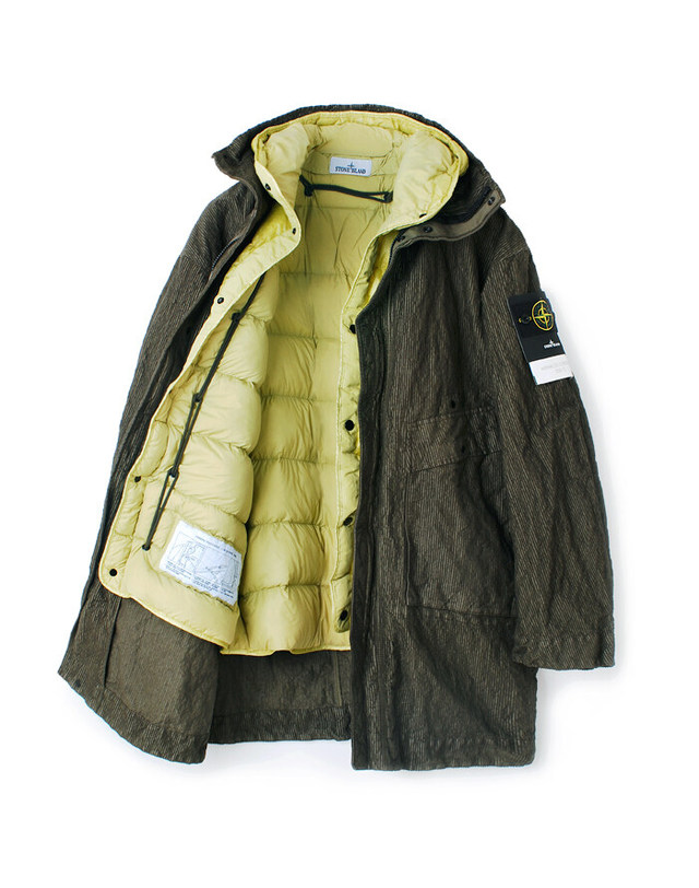 스톤아일랜드 키즈 스톤아일랜드 [명품] 25FW 스톤 링클 코듀로이 롱 후드자켓 카키 K2S157100009 S0229 V0054 착용컷