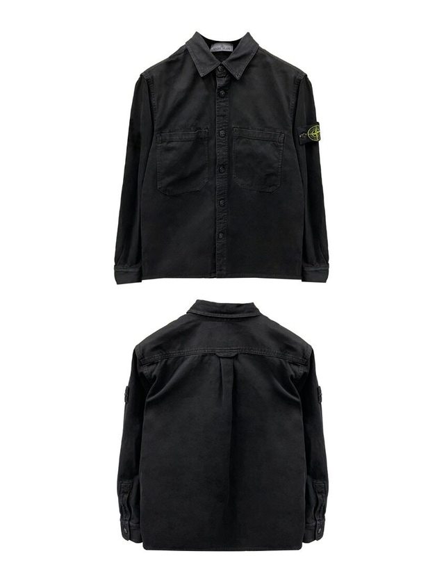 스톤아일랜드 키즈 스톤아일랜드 [명품] 25FW 와펜패치 버튼 오버 셔츠 블랙 남성 자켓 K2S151200025 S0184 V0129 BLACK 착용컷