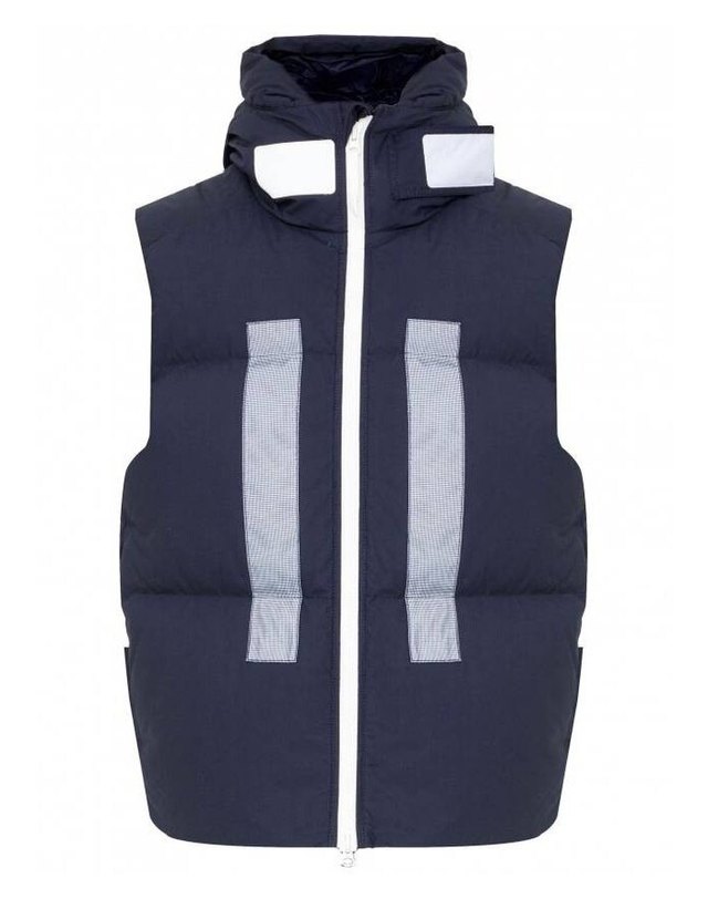스톤아일랜드 키즈 스톤아일랜드 [명품] 스톤아일랜드 G09X2 MARINA 러버 왁스 포플린 다운 후드 Vest Cropped 핏 마리나 베스트 크롭핏 7915G09X2 V0020 네이비 착용컷