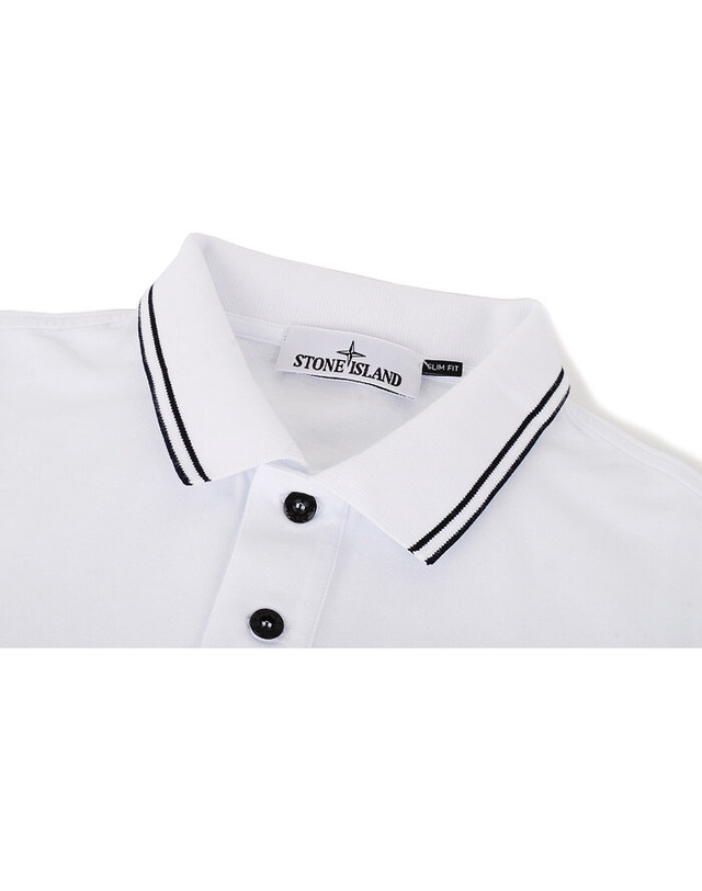 스톤아일랜드 키즈 스톤아일랜드 [명품] 25SS 스톤 PK 반팔 라인 카라티 화이트 K1S1522002SC S0018 V1001 밝은 블루 착용컷
