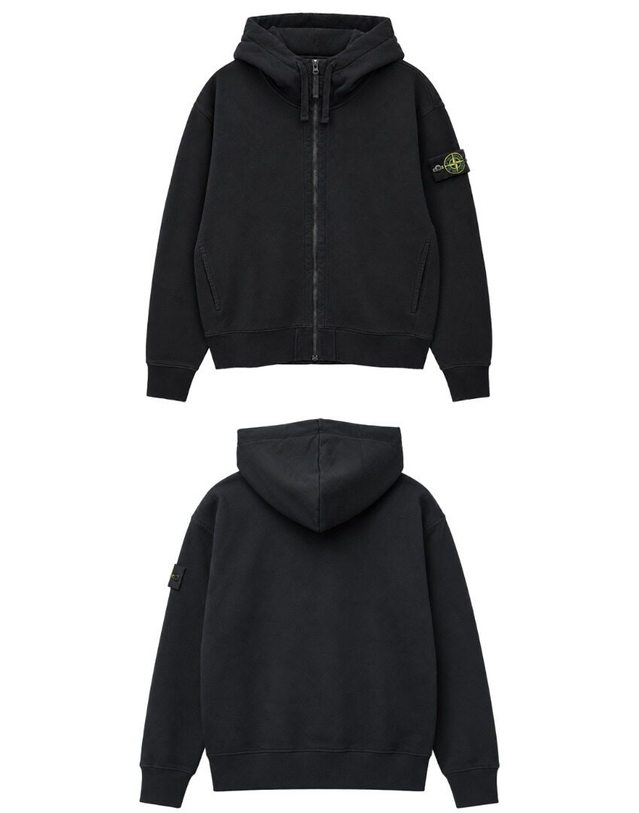 스톤아일랜드 키즈 스톤아일랜드 [명품] 26FW 와펜패치 오가닉 코튼 플리스 후드 집업 블랙 남성 자켓 L2S156100009 S0051 V0029 TFS 네이비 착용컷