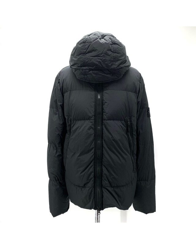 스톤아일랜드 키즈 스톤아일랜드 [중고명품] [중고명품] 스톤아일랜드 크링클랩스 후드 숏패딩 점퍼 네이비 착용컷