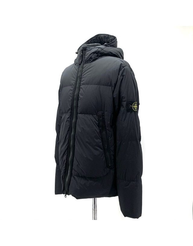 스톤아일랜드 키즈 스톤아일랜드 [중고명품] [중고명품] 스톤아일랜드 크링클랩스 후드 숏패딩 점퍼 네이비 착용컷