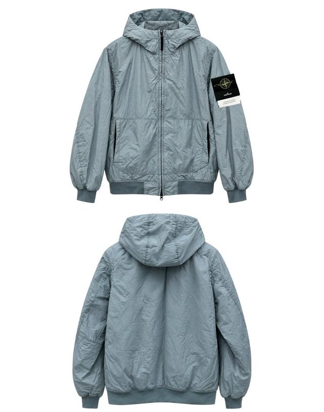 스톤아일랜드 키즈 스톤아일랜드 [명품] 26FW 와펜패치 가먼트 다이드 크링클 랩스 후드 자켓 애쉬 그레이 남성 자켓 L2S154100110 S0A23 V0049 밝은 블루 착용컷