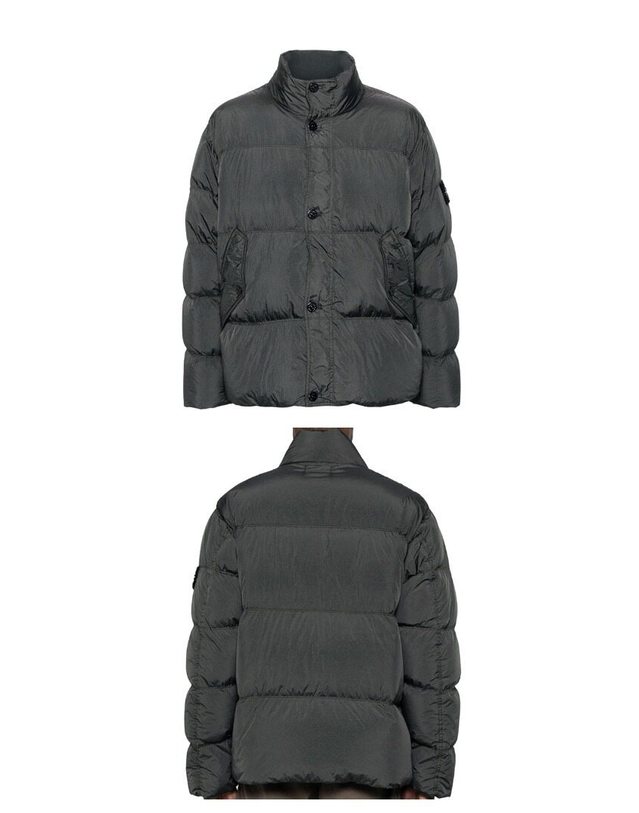 스톤아일랜드 키즈 스톤아일랜드 [명품] 24FW 811540123 V0062 와펜패치 크링클랩스 넥 다운 패딩 다크 그레이 남성 자켓 / 진한 그레이 착용컷