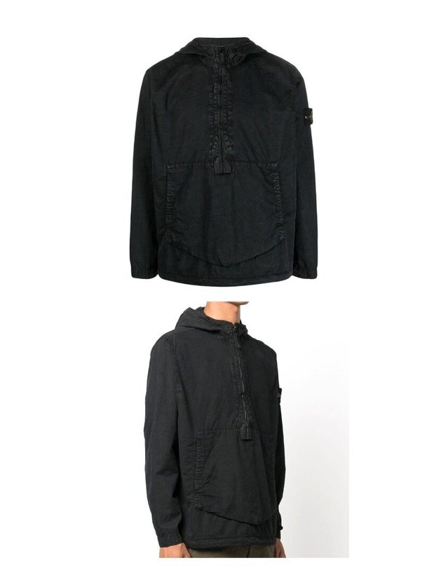 스톤아일랜드 키즈 스톤아일랜드 [명품] 23FW 7915103WN V0129 와펜패치 아노락 후드 오버 셔츠 자켓 블랙 남성 자켓 / BLACK 착용컷