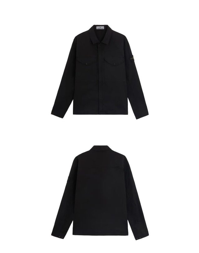 스톤아일랜드 키즈 스톤아일랜드 [명품] 24FW 와펜패치 수피마 코튼 오버 셔츠 자켓 블랙 남성 자켓 811510210 V0029 / BLACK 착용컷