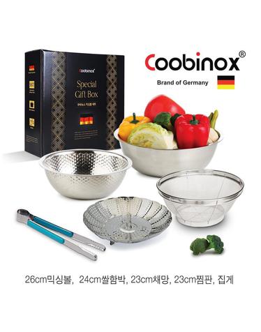 [Coobinox] 쿠비녹스 믹싱볼 쌀함박 채망 찜판 집게 5종세트 co-1126