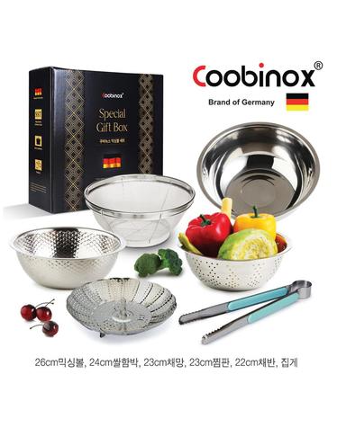 [Coobinox] 쿠비녹스 믹싱볼 쌀함박 채망 채반 찜판 집게 6종세트 co-1128