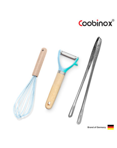 [COOBINOX] 쿠비녹스 실리콘 조리도구 3종 세트 (감자칼, 요리핀셋, 거품기)