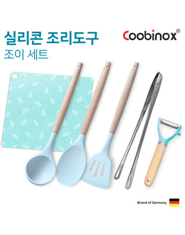 쿠비녹스 실리콘 조리도구 조이 6종(국자, 집게, 주걱, 뒤집게, 필러, 매트)