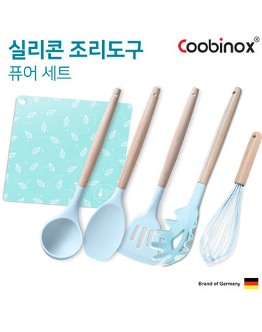 쿠비녹스 실리콘 조리도구 퓨어 6종(국자, 거품기, 주걱, 뒤집게, 국자, 매트)