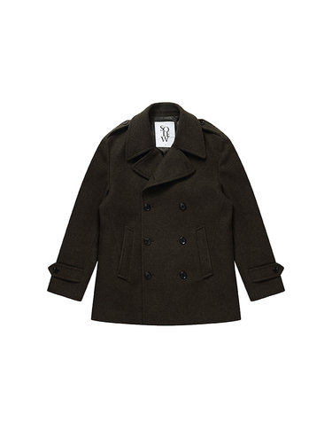 [Solew] Double Breast Pea Coat_Dark Khaki (더블브레스트 피코트_다크카키)