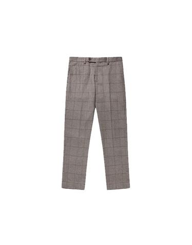 [Solew] Check Slim-fit Pants_Light Brown (체크 슬림핏 팬츠_라이트 브라운)