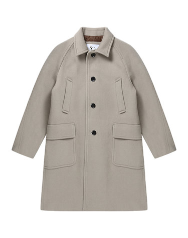 [Solew] Cashmere Blend Balmacaan Coat_Dark Beige
