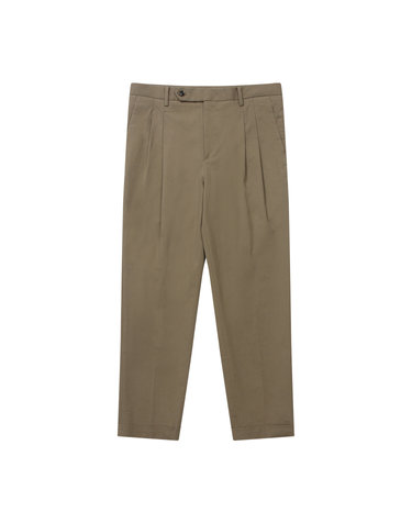 [Solew] Two Tuck Tapered Pants_Khaki Brown