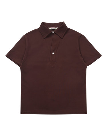 [Solew] PK Silket 1-Button Polo Shirt_Brown