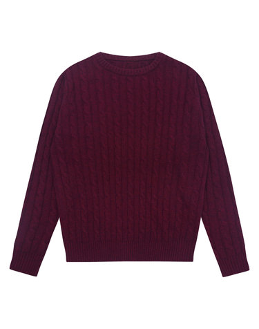 [Solew] Round Cable Sweater_Wine (라운드 케이블 스웨터_와인)