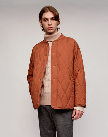 [Solew] Varsity Neck Quilting Jumper_Dark Orange (바시티넥 퀼팅 점퍼_다크오렌지)