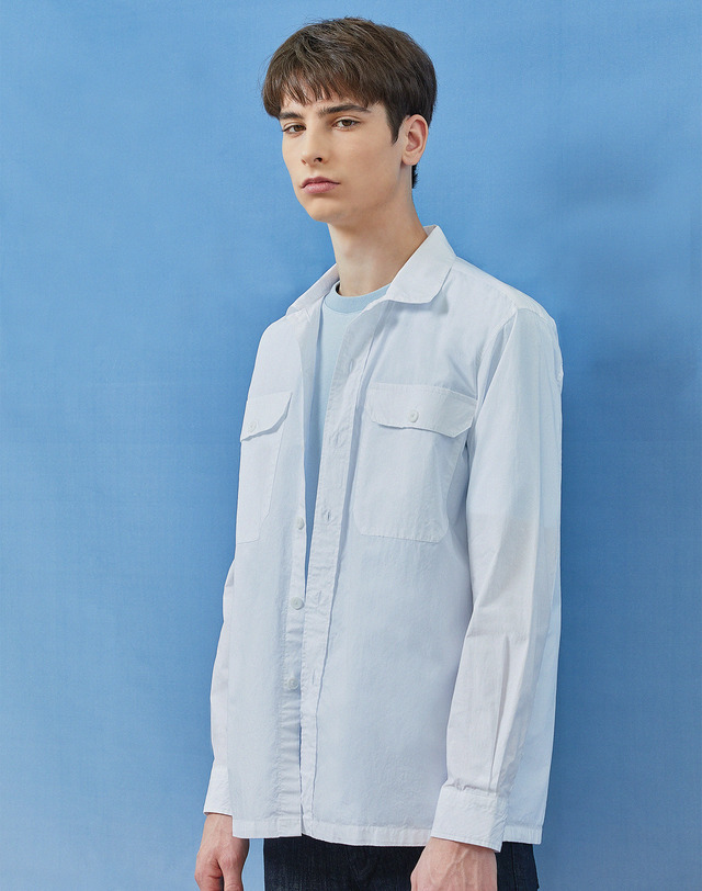 소루 [Solew] Out Pocket Washing Shirt_White 착용컷