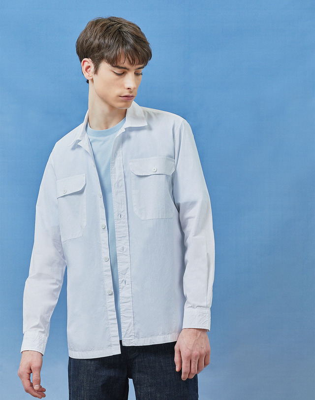 소루 [Solew] Out Pocket Washing Shirt_White 착용컷