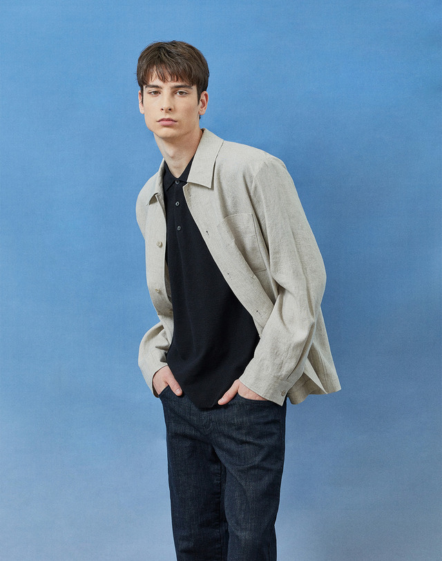 소루 [Solew] Linen Chore Modified Jacket_Beige 착용컷