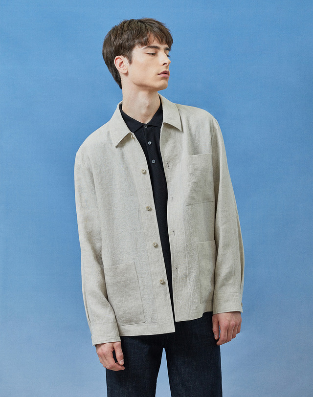 소루 [Solew] Linen Chore Modified Jacket_Beige 착용컷