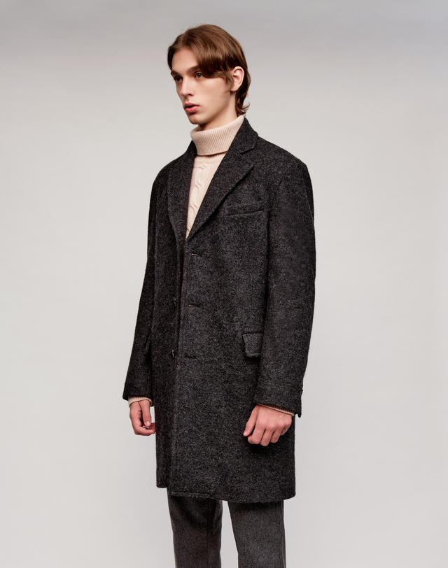 소루 [Solew] Wool 3-Button Single Coat_Grey (울 3-버튼 싱글 코트_그레이) 착용컷