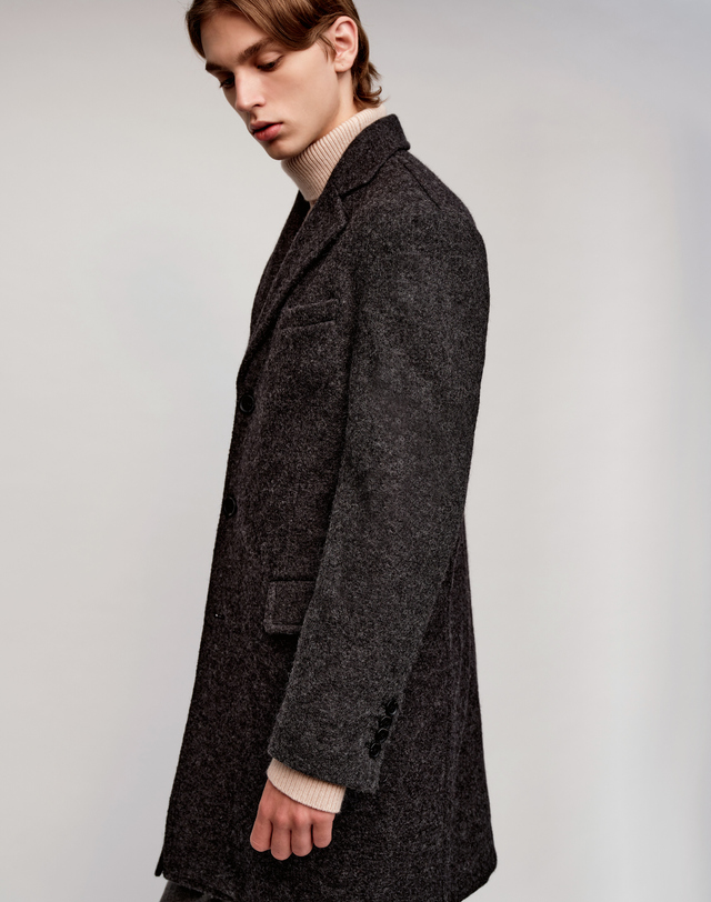 소루 [Solew] Wool 3-Button Single Coat_Grey (울 3-버튼 싱글 코트_그레이) 착용컷