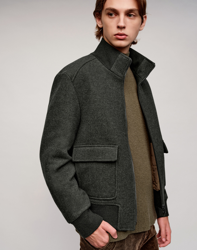 소루 [Solew] Wool Short Jacket_Olive Green (울 숏 자켓_올리브그린) 착용컷