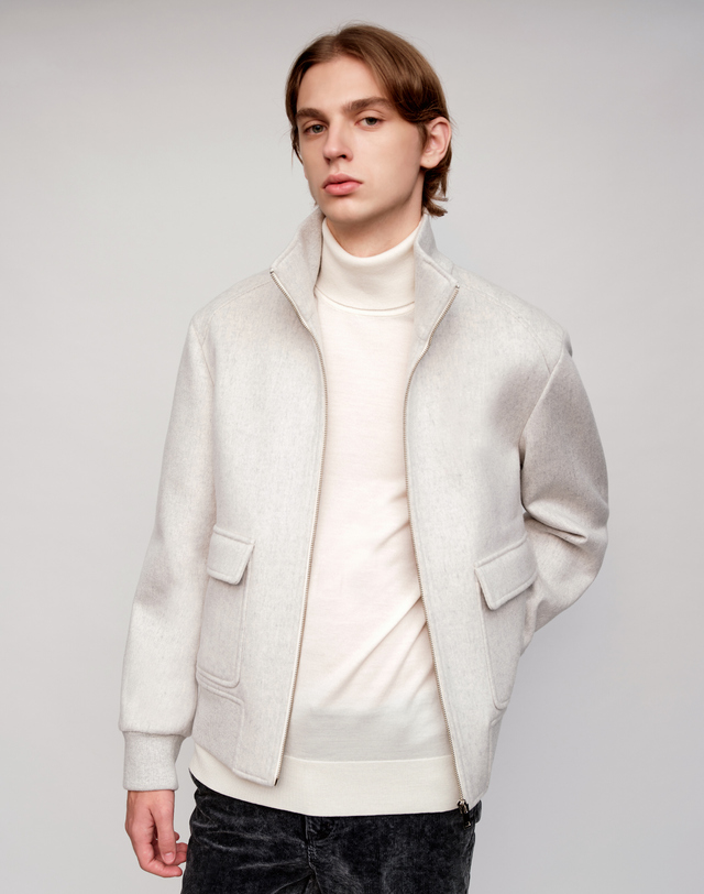 소루 [Solew] Cashmere Blend Short Jacket_Light Grey (캐시미어 블렌드 숏 자켓_라이트그레이) 착용컷