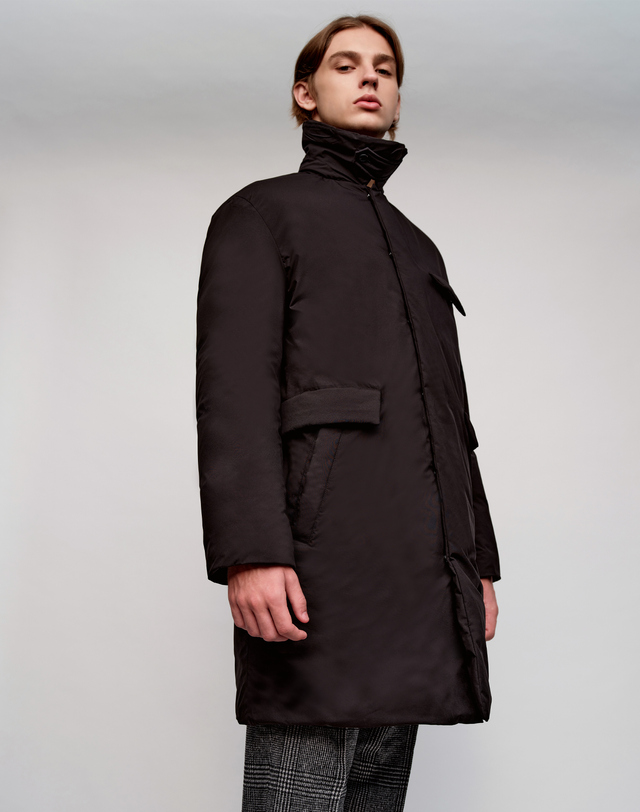 소루 [Solew] Flap Pocket Goose Down Coat_Black (플랩 포켓 구스 다운 코트_블랙) 착용컷