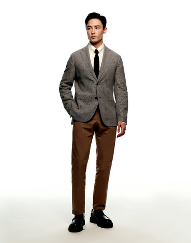 [Solew] Linen Check Out Pocket Jacket_Blue