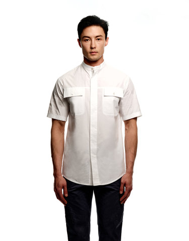 [Solew] China Hidden Button Short Sleeve Shirt_White