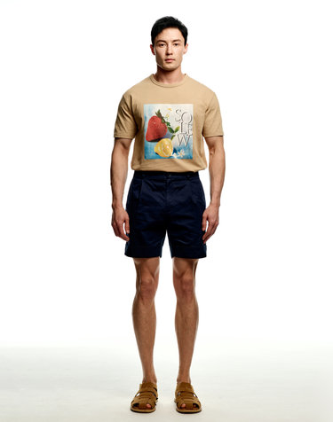 [Solew] Cotton One-tuck Short_Navy