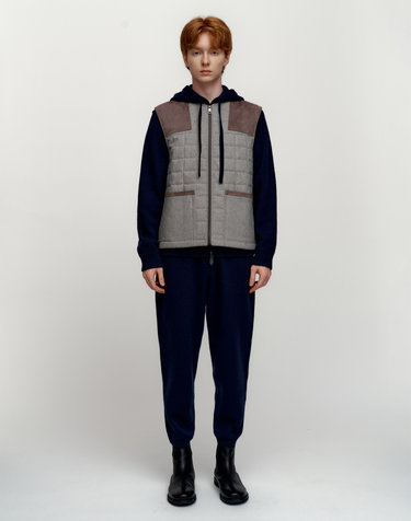 [Solew] Square Quilting Wool Vest_Grey
