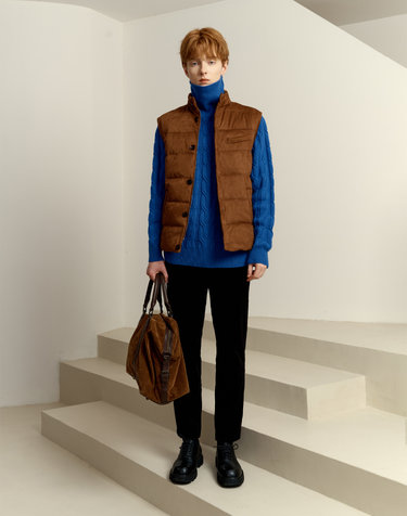 [Solew] Suede Padding Vest_Camel