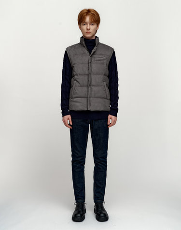 [Solew] Suede Padding Vest_Grey