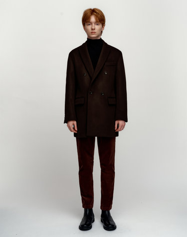 [Solew] Wool Double Half Coat_Dark Brown