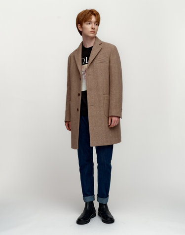 [Solew] Cashmere Blended Herringbone 3-Button_Light Brown