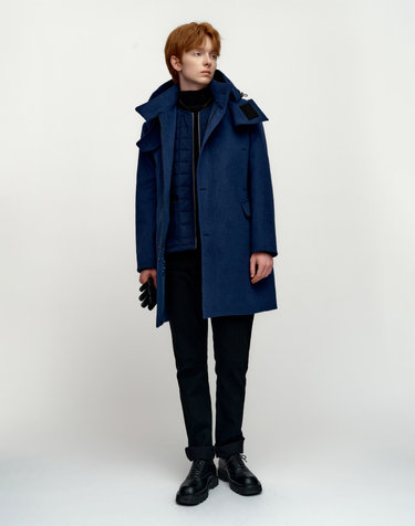 [Solew] Angora Blended Detachable Hooded Coat_Blue