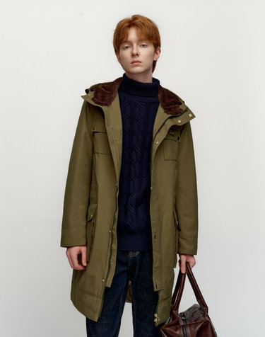 소루 [Solew] Boa Fur Hooded Nocturnal Parka_Khaki