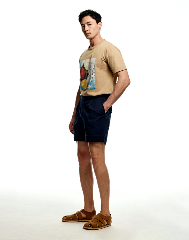소루 [Solew] Cotton One-tuck Short_Navy 네이비 착용컷