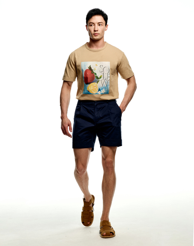 소루 [Solew] Cotton One-tuck Short_Navy 네이비 착용컷