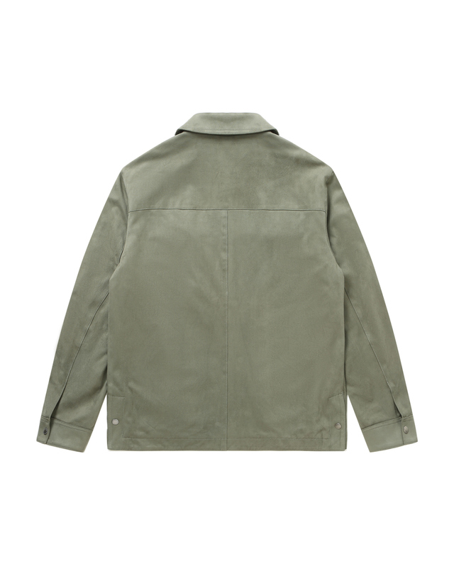 소루 [Solew] Suede Outer Shirt_Light Green 브라운 착용컷