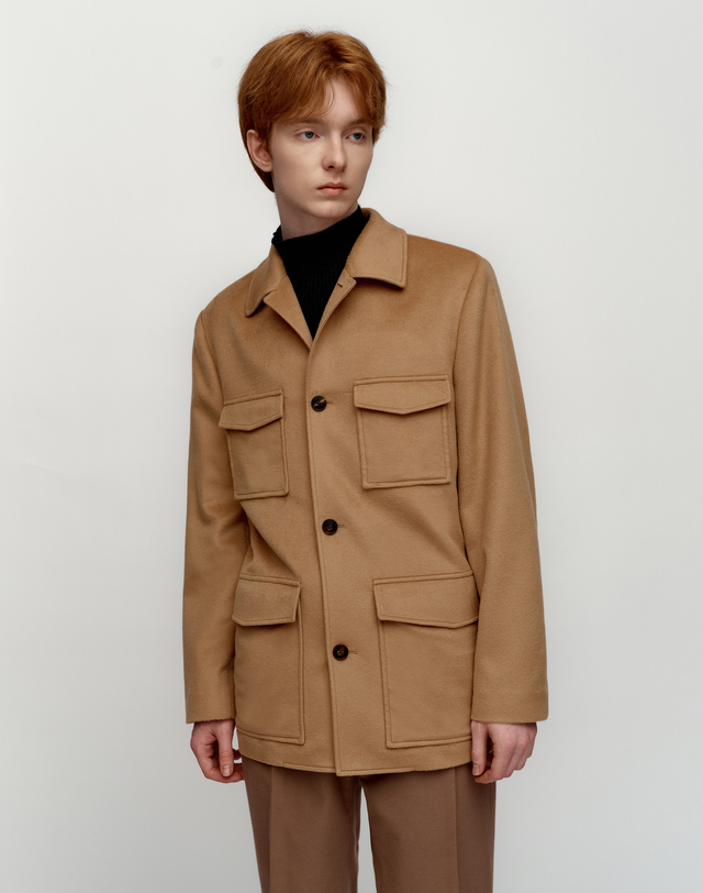 소루 [Solew] Cashmere 100 Out Pocket Jacket_Camel 카멜 착용컷