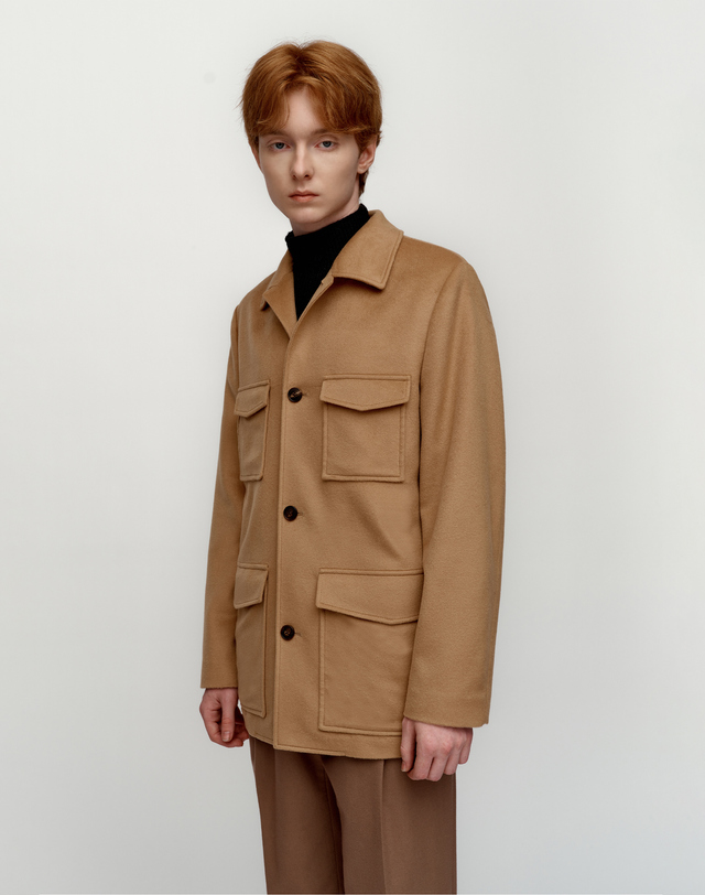 소루 [Solew] Cashmere 100 Out Pocket Jacket_Camel 카멜 착용컷