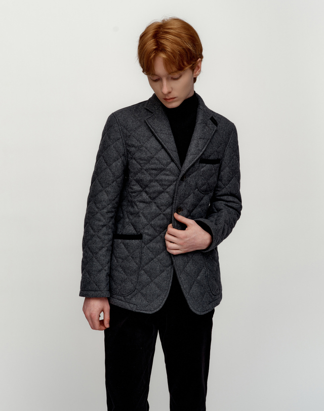 소루 [Solew] Wool Quilting Blazer_Grey 그레이 착용컷