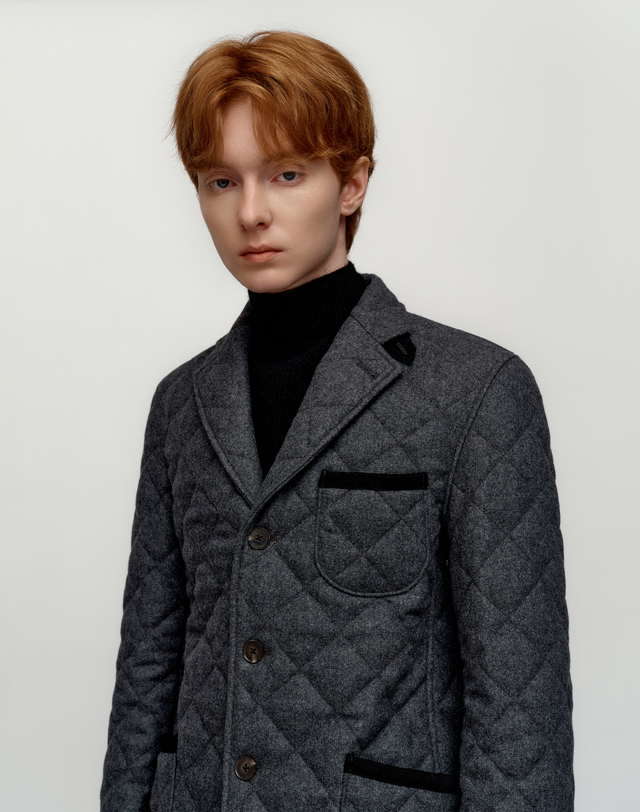 소루 [Solew] Wool Quilting Blazer_Grey 그레이 착용컷